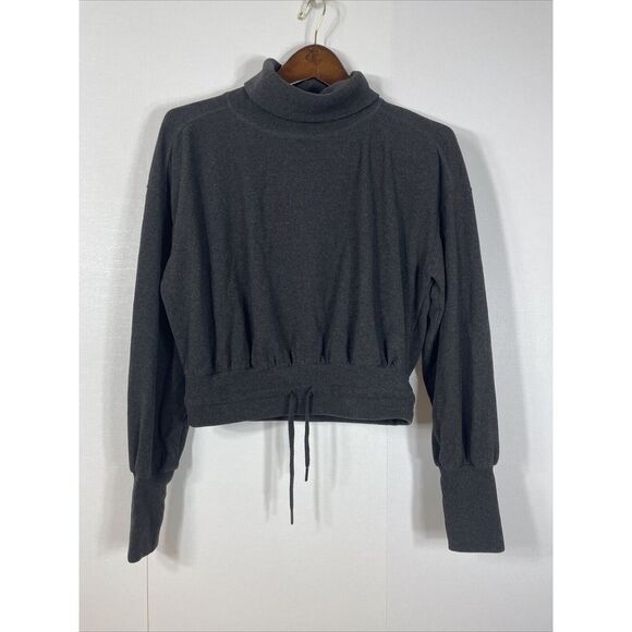 Sweaty Betty Tops - Sweaty‎ Betty Melody Crop Luxe Pullover Fleece Sweatshirt in Charcoal Size 4 XS